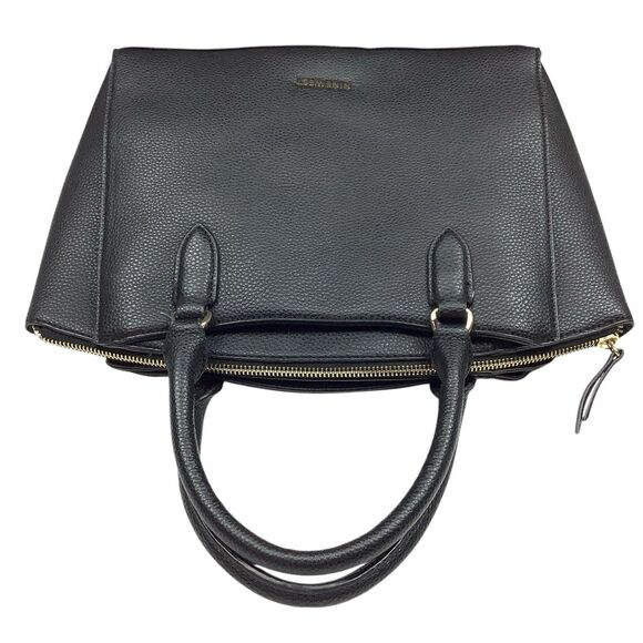 Nine West Josie Black Satchel Handbag Purse Pebble Vegan Leather Modern Classic - Picture 6 of 16